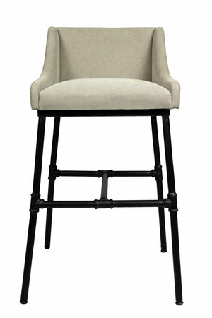 HomeRoots Light Gray Upholstered Linen Dining Arm Chair - Mid-Century Modern Style, Versatile & Comfortable Accent 488776