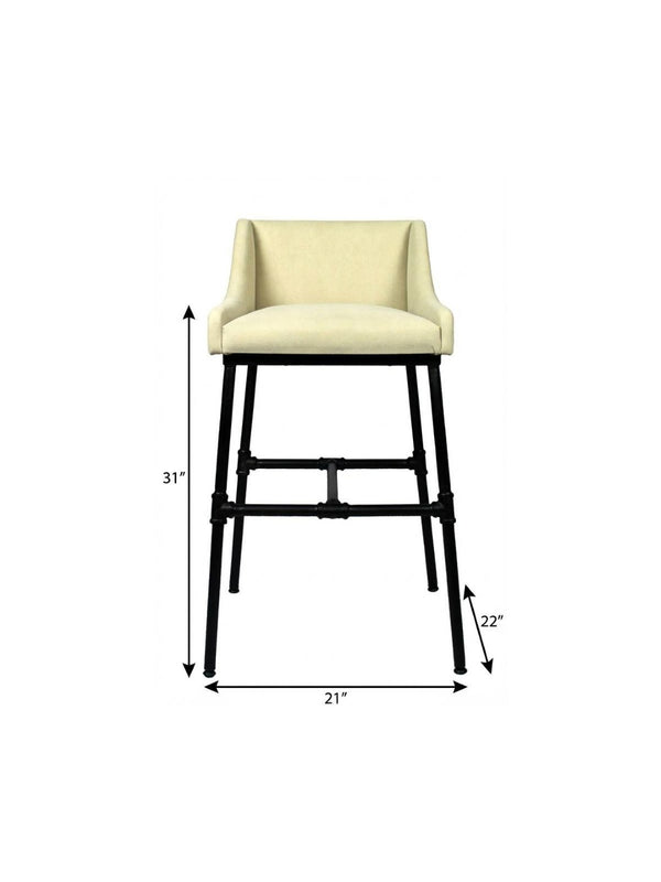 HomeRoots Beige Upholstered Arm Chair - Mid-Century Modern Design with Black Legs for Dining & Accent Use 488777