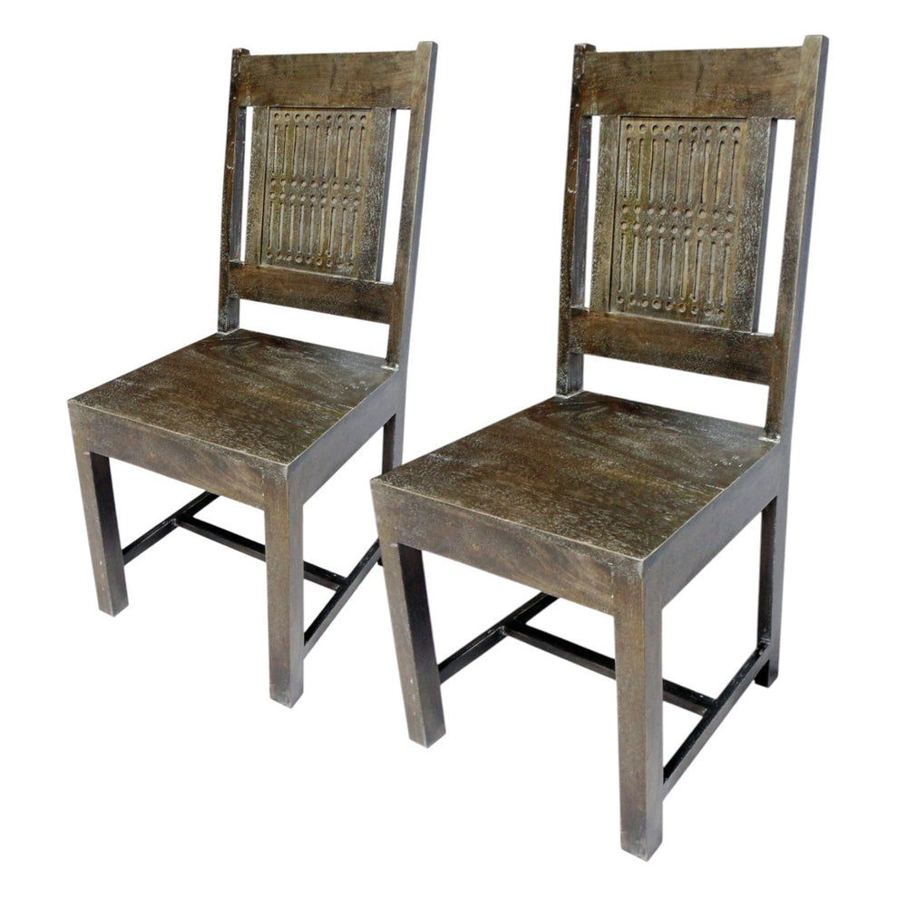 HomeRoots Set of Two Stylish Brown Wood Slat Back Dining Chairs for Versatile Home Seating Solutions 488778