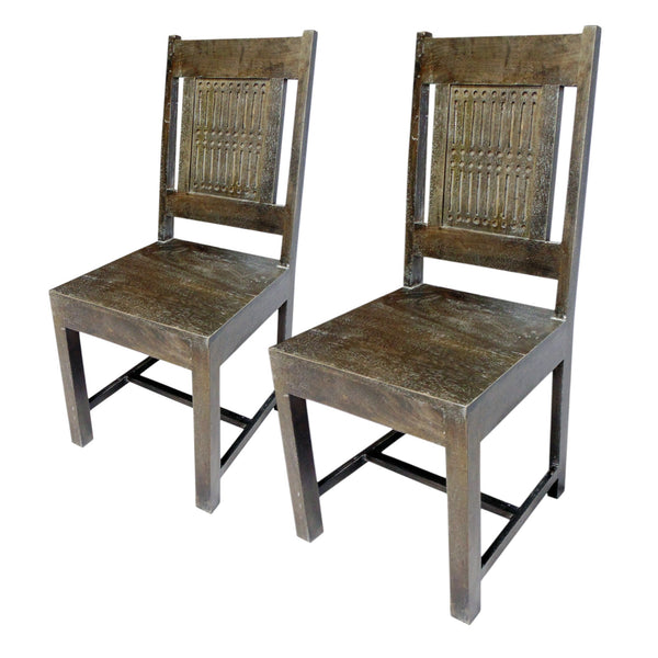 Homeroots Set Of Two Brown Wood Slat Back Dining Side Chairs  Wood 488778