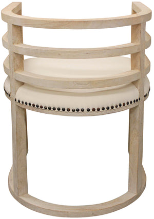 Homeroots Ivory And Natural Upholstered Linen Curved Back Dining Arm Chair  Wood 488779