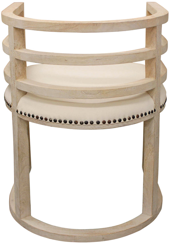 Homeroots Ivory And Natural Upholstered Linen Curved Back Dining Arm Chair  Wood 488779