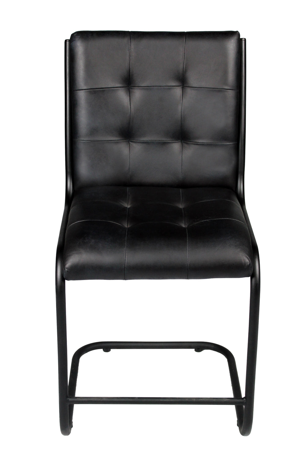 Homeroots Tufted Black Upholstered Leather Dining Side Chair  Metal 488780