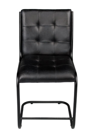 Homeroots Tufted Black Upholstered Leather Dining Side Chair  Metal 488780