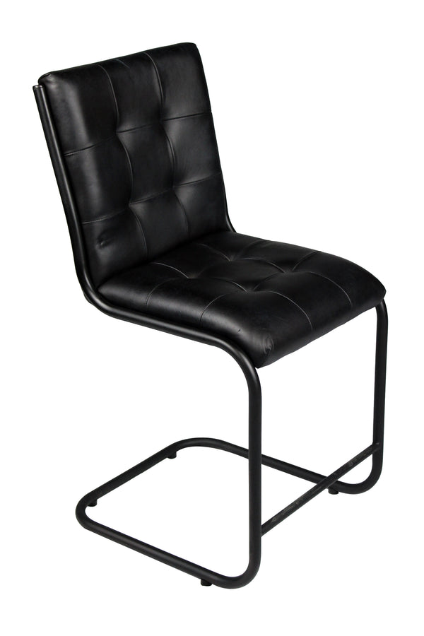 Homeroots Tufted Black Upholstered Leather Dining Side Chair  Metal 488780