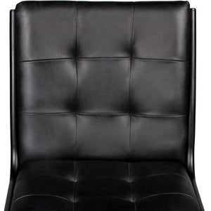 Homeroots Tufted Black Upholstered Leather Dining Side Chair  Metal 488780