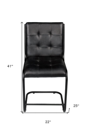Homeroots Tufted Black Upholstered Leather Dining Side Chair  Metal 488780