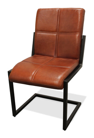 Homeroots Cinnamon And Black Upholstered Leather Dining Side Chair  Metal 488781