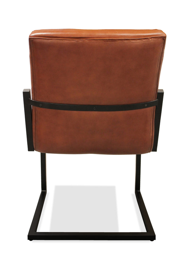 Homeroots Cinnamon And Black Upholstered Leather Dining Side Chair  Metal 488781