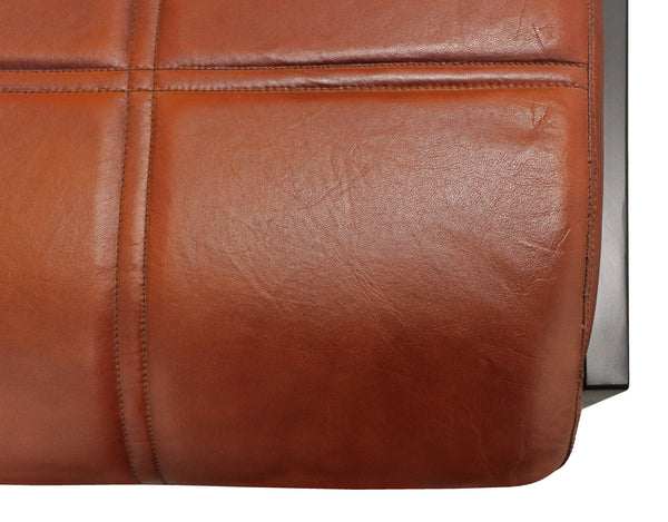 Homeroots Cinnamon And Black Upholstered Leather Dining Side Chair  Metal 488781