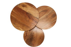 Homeroots 35" Black And Natural Brown Solid Wood Round Distressed Coffee Table   488783