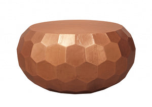 Homeroots 28" Rustic Copper Brass Hexagon Coffee Table   488784