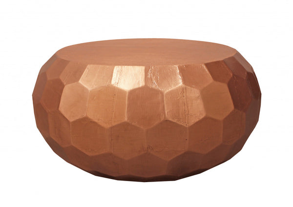 Homeroots 28" Rustic Copper Brass Hexagon Coffee Table   488784