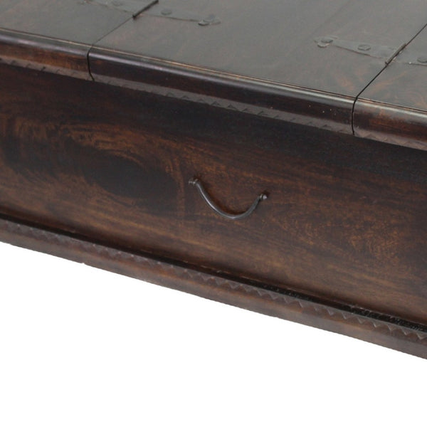 HomeRoots 40" Rustic Solid Wood Lift-Top Coffee Table with Distressed Finish & Hidden Storage Compartment 488785