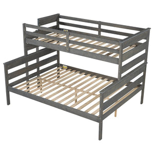English Elm Wood Twin Xl Over Queen Bunk Bed In Gray - Stylish Space-Saving Solution For Kids & Guests! GX000446AAE-1-GIGA
