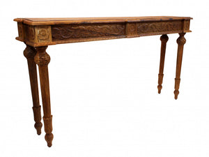 Homeroots 54" Brown Solid Wood Distressed Console Table   488792