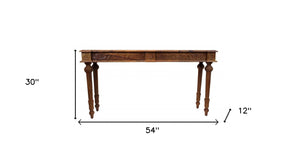 Homeroots 54" Brown Solid Wood Distressed Console Table   488792