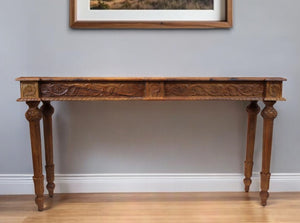Homeroots 54" Brown Solid Wood Distressed Console Table   488792