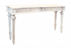 Homeroots 54" White Solid Wood Distressed Console Table   488793