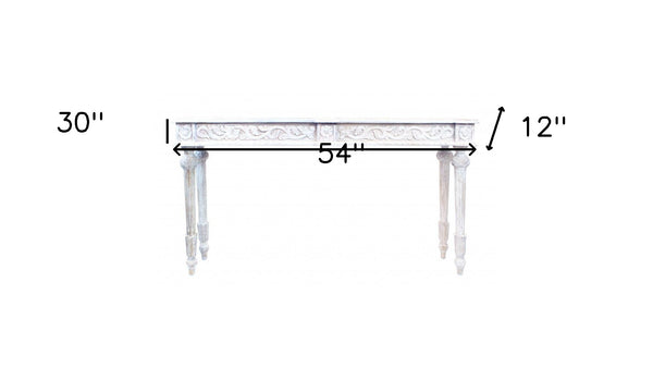 Homeroots 54" White Solid Wood Distressed Console Table   488793