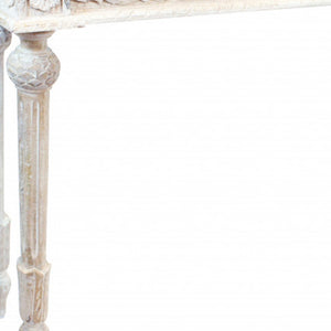 Homeroots 54" White Solid Wood Distressed Console Table   488793
