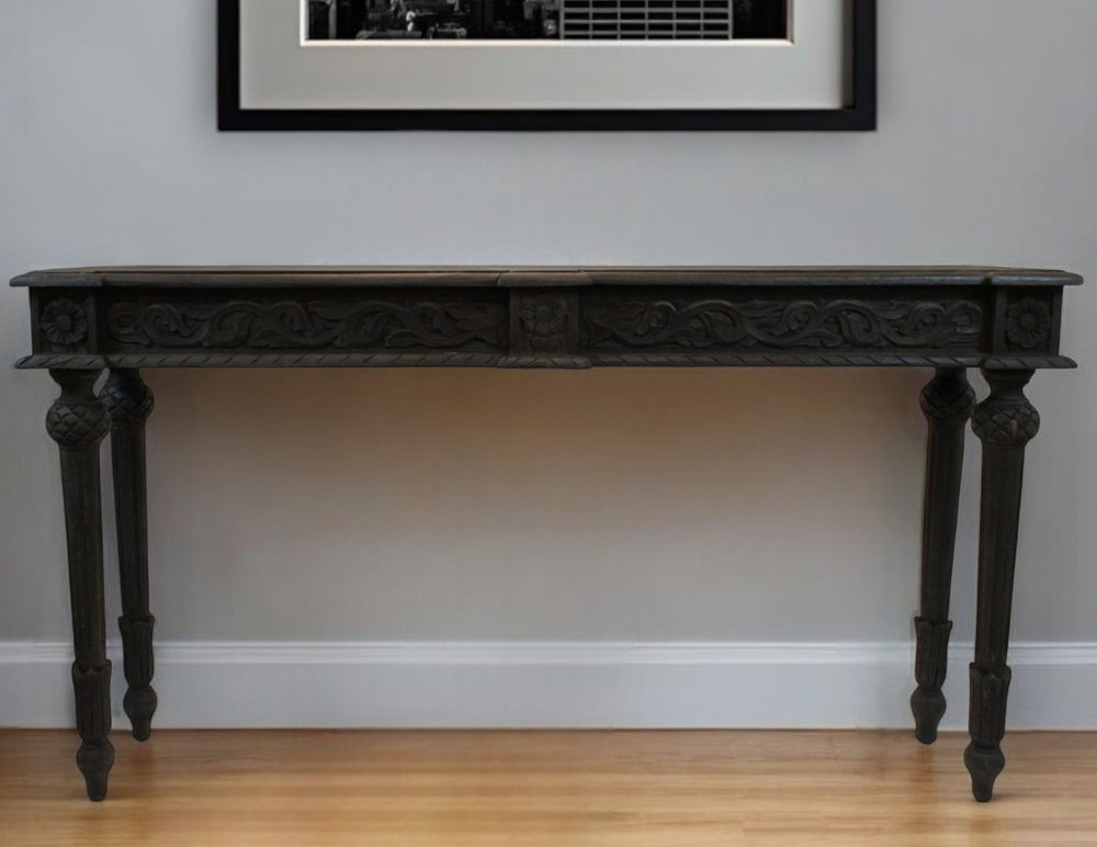 Homeroots 54" Gray Solid Wood Distressed Console Table   488794