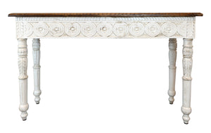 Homeroots 48" Natural And White Solid Wood Distressed Console Table   488795