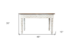 HomeRoots 48" Distressed Solid Wood Console Table - Farmhouse Charm Meets Modern Aesthetic for Versatile Styling 488795