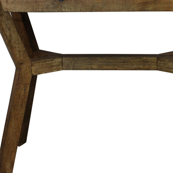 Homeroots 36" Natural Solid Wood Distressed A Frame Console Table And Drawers   488796