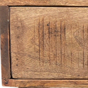 Homeroots 36" Natural And Black Solid Wood Distressed Frame Console Table And Drawers   488797