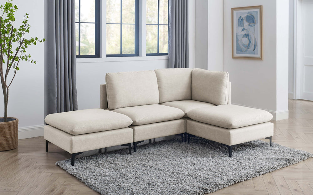 English Elm Linen Upholstered Modular Sectional Sofa with Black Metal Legs for Modern Living Almond B2748S00096