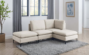 English Elm Linen Upholstered Modular Sectional Sofa with Black Metal Legs for Modern Living Almond B2748S00096