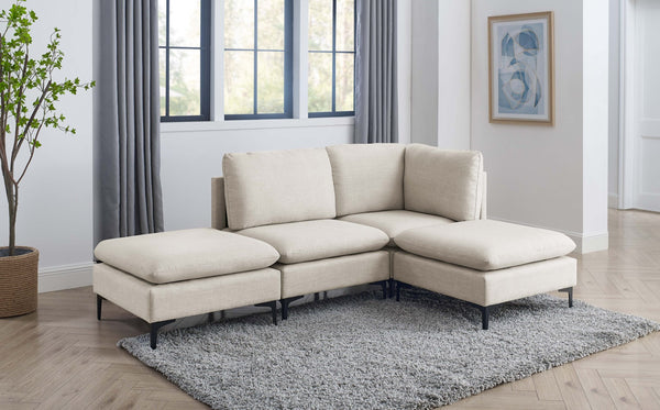 English Elm Linen Upholstered Modular Sectional Sofa with Black Metal Legs for Modern Living Almond B2748S00096
