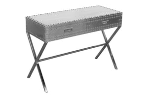 Homeroots 44" Silver Aluminum Cross Leg Console Table With Storage   488800