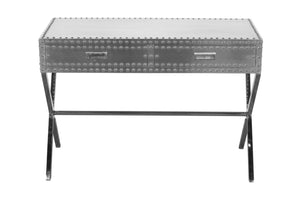 Homeroots 44" Silver Aluminum Cross Leg Console Table With Storage   488800