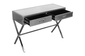 Homeroots 44" Silver Aluminum Cross Leg Console Table With Storage   488800