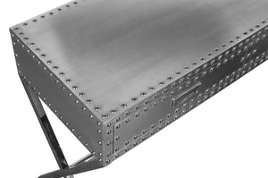 Homeroots 44" Silver Aluminum Cross Leg Console Table With Storage   488800