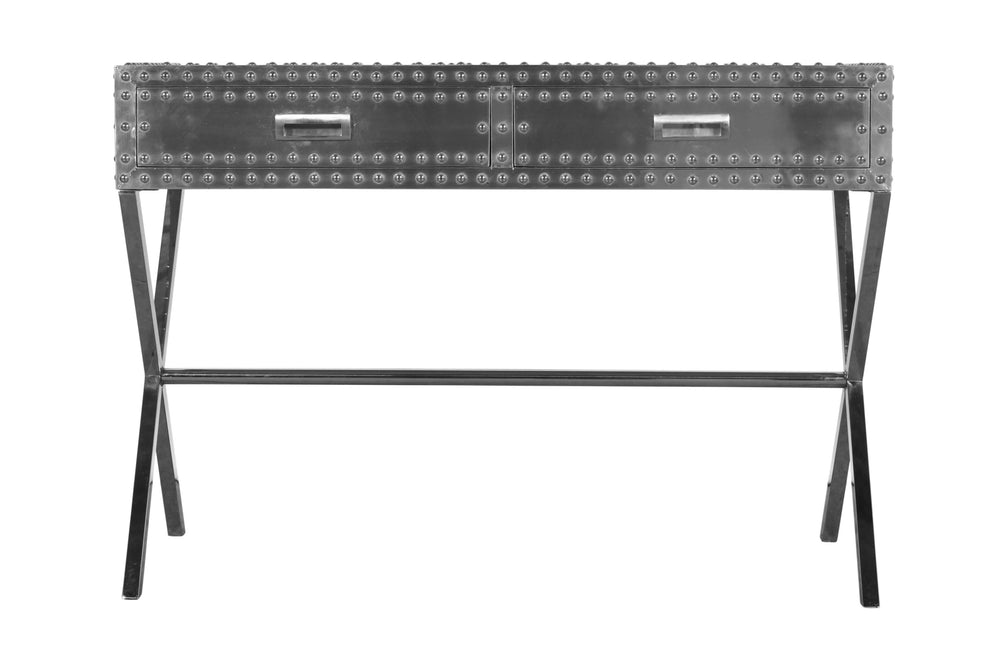 Homeroots 44" Silver Aluminum Cross Leg Console Table With Storage   488800