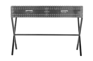 Homeroots 44" Silver Aluminum Cross Leg Console Table With Storage   488800