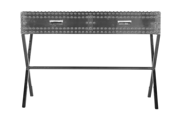 Homeroots 44" Silver Aluminum Cross Leg Console Table With Storage   488800