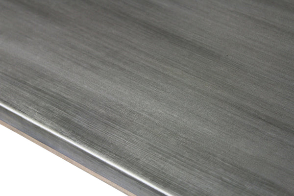 Homeroots 63" Gray And Natural Zinc Distressed Trestle Console Table   488801