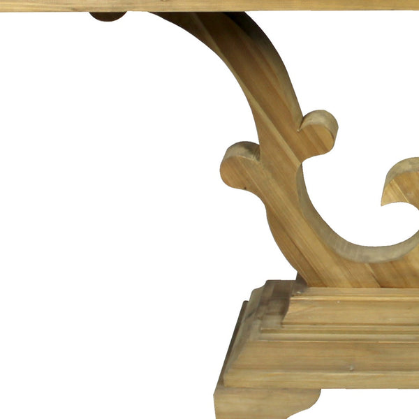 Homeroots 63" Gray And Natural Zinc Distressed Trestle Console Table   488801