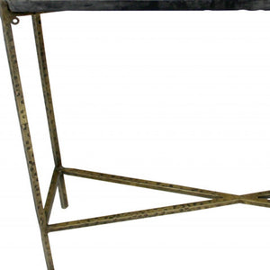 Homeroots 32" Black And Gold Stone Frame Console Table   488802