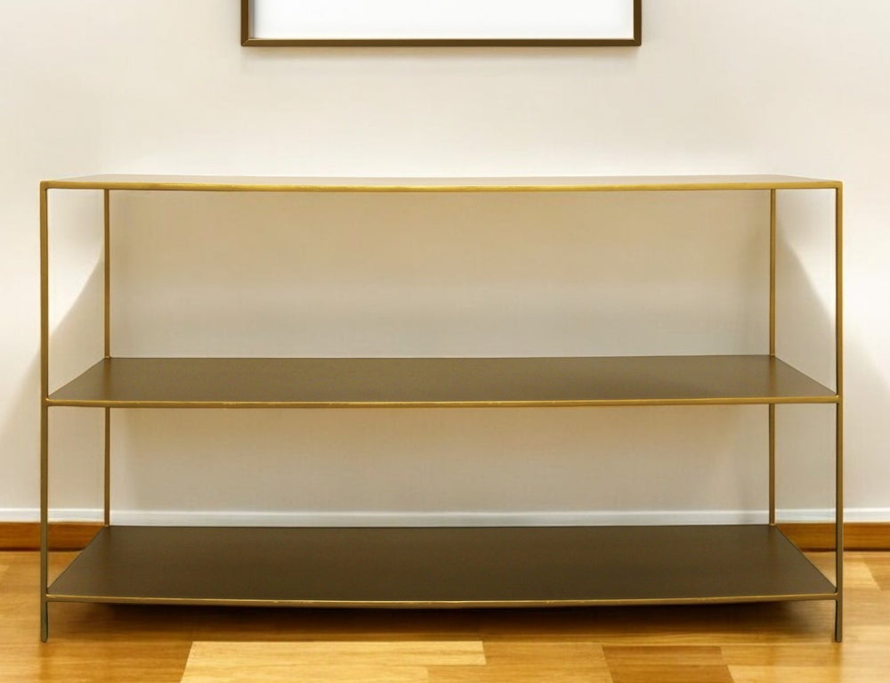 Homeroots 60" Brass Iron Console Table With Shelves   488803