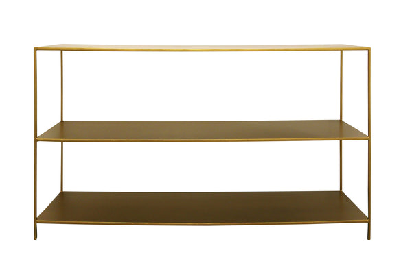 Homeroots 60" Brass Iron Console Table With Shelves   488803