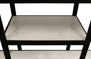 Homeroots 58" White And Black Glass Floor Shelf Console Table With Shelves   488804