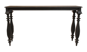 Homeroots 54" Black Solid Wood Distressed Console Table   488806