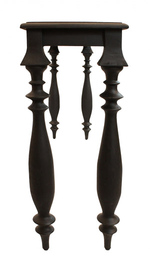 Homeroots 54" Black Solid Wood Distressed Console Table   488806