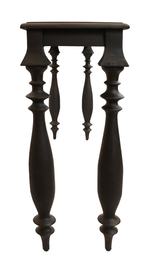 Homeroots 54" Black Solid Wood Distressed Console Table   488806