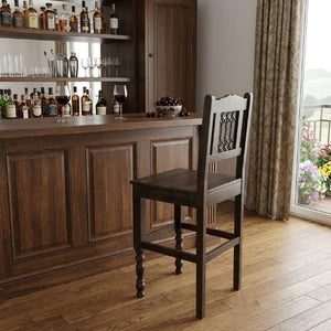 31 Inch Solid Wood Barstool Rustic Pub Height Seating for Kitchen or Dining Area
